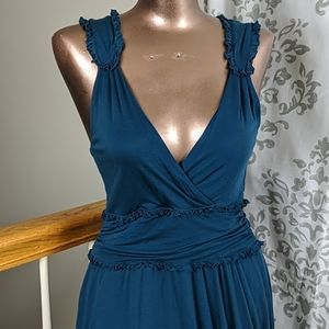 Maeve teal blue jersey knit tank dress s anthro